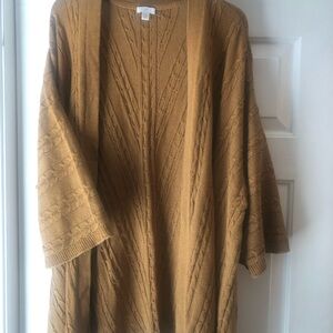 J Jill Cable Knit Open Front Cardigan size 3X with 3/4 sleeves